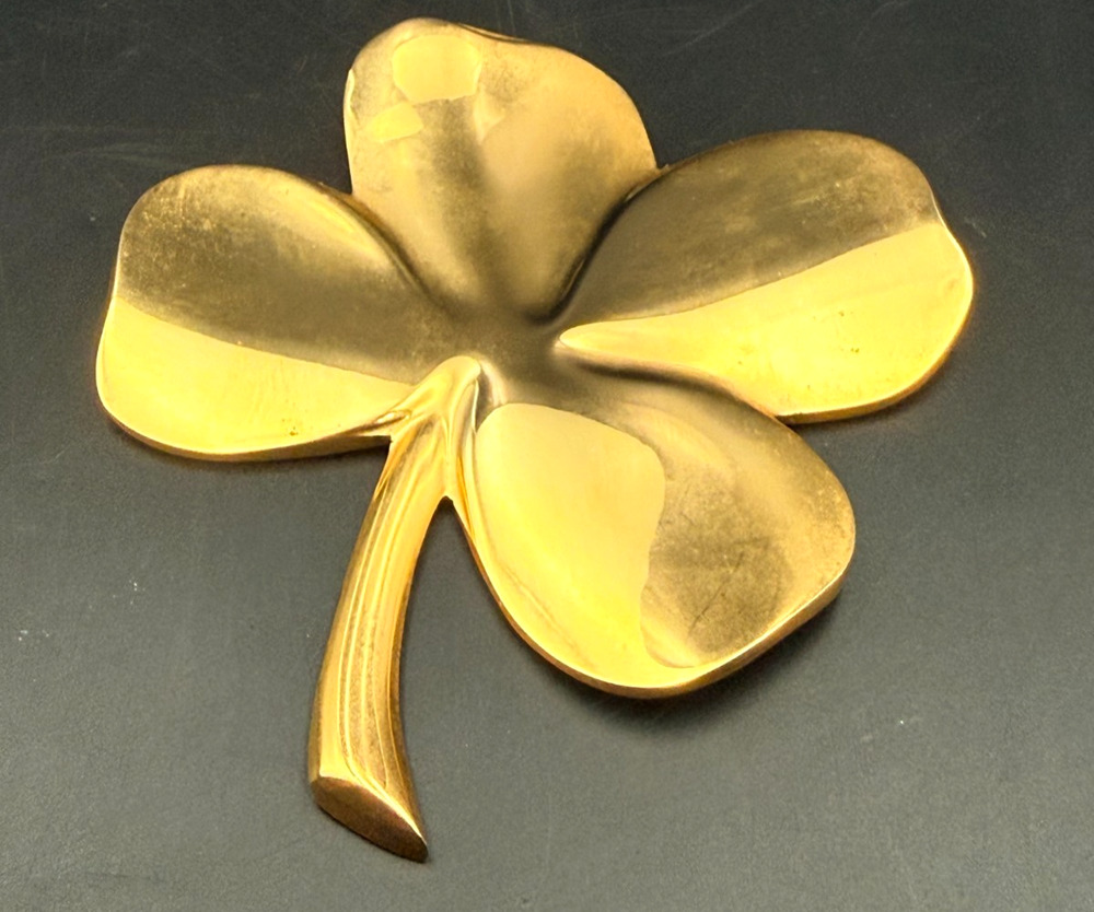 Gerity 24K Gold Plated Brass Four Leaf Clover Inscription Celtic Luck Hallmarked